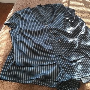 Navy pinstripe pajamas